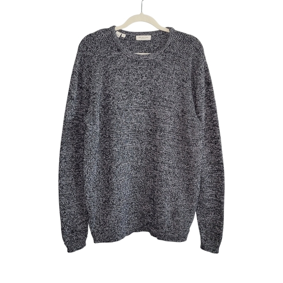 Selected Homme Men's XL Victor Crew Neck Organic Cotton Knit Sweater Black Gray - Picture 2 of 8